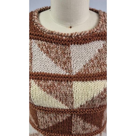 Vtg 80s 90s Y2k Licorice Hand Knit Acrylic Sweater Vest Brown/Cream Women Sz M - Picture 3 of 5